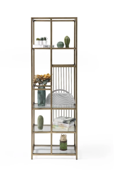 Onurdesign Fury Bronz Camlı Kitaplık ürün görseli 1