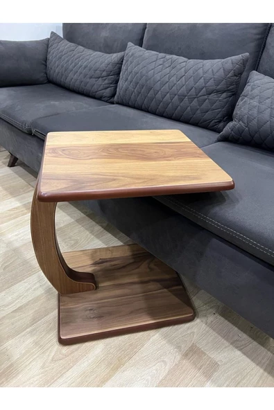 Onurdesign C Servis Ceviz Kaplamalı Tekerlekli Yan Sehpa ürün görseli 1