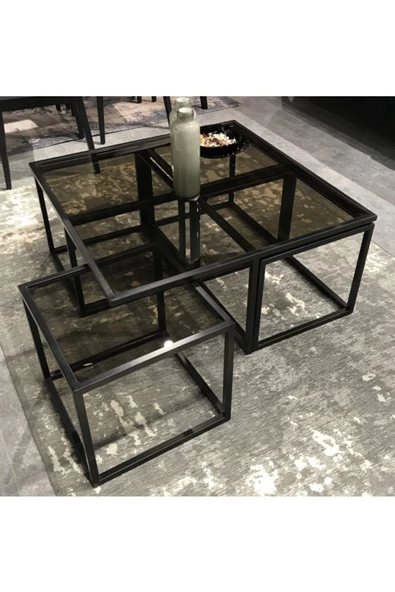 Onurdesign Kante Metal Siyah Fırın Boyalı Şeffaf Bronz Cam Orta Sehpa 4 1 ürün görseli 1