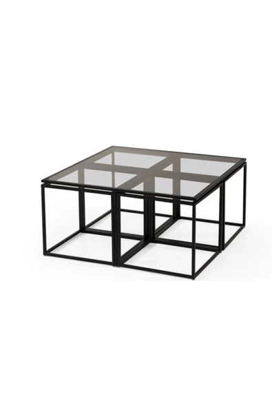 Onurdesign Kante Metal Siyah Fırın Boyalı Şeffaf Siyah Cam Orta Sehpa 4 1 ürün görseli 1