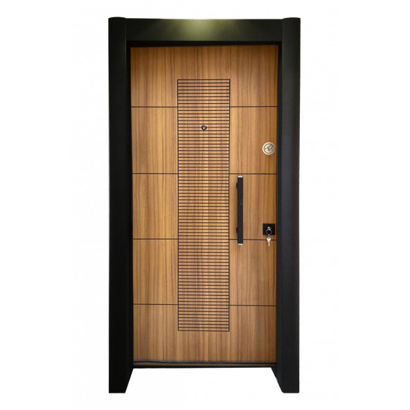 TEZ-1593 Statik Kasalı Rustik Çizgili Model Çelik Kapı, Daire Kapısı, Villa Kapısı ürün görseli 1