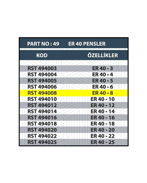 ER40 8MM CNC PENSİ - Resim 2