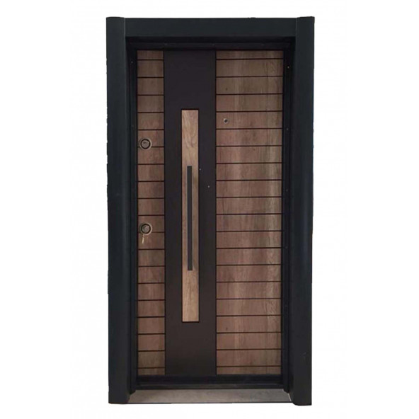 TEZ-1555 Statik Kasalı Rustik Çizgili Model Çelik Kapı, Daire Kapısı, Villa Kapısı ürün görseli 1