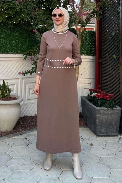 Samanyolu Kahve Triko Elbise ürün görseli 1