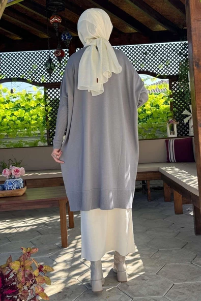 Melda Triko Tunik Gri - Resim 8