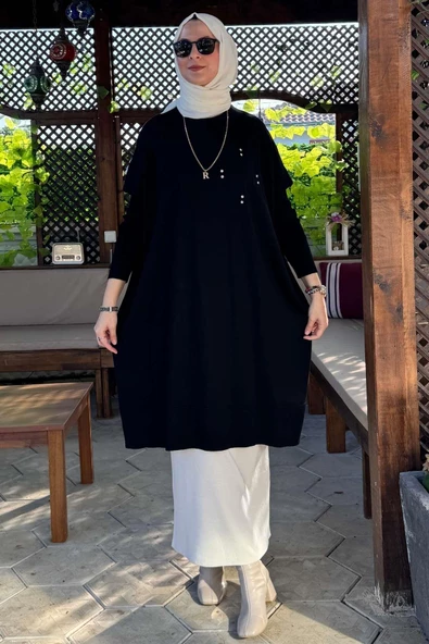 Melda Triko Tunik Siyah - Resim 6