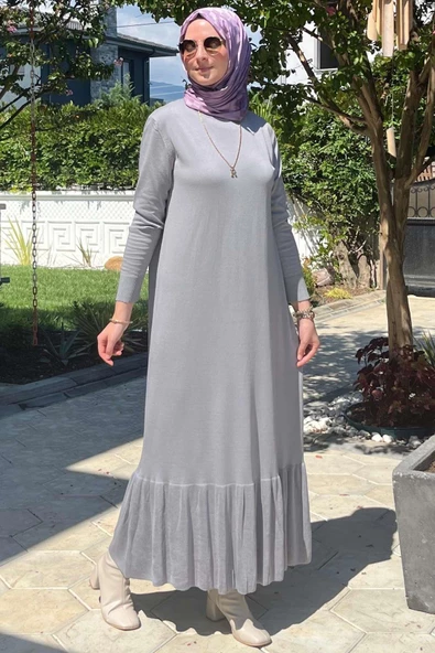 Rüya Gri Triko Elbise ürün görseli 1