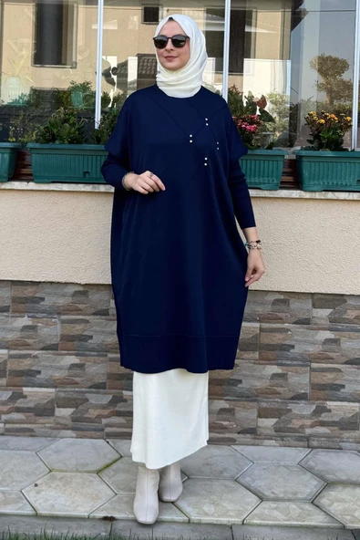 Melda Triko Tunik Lacivert ürün görseli 1