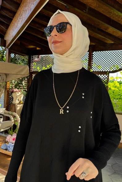 Melda Triko Tunik Siyah - Resim 5
