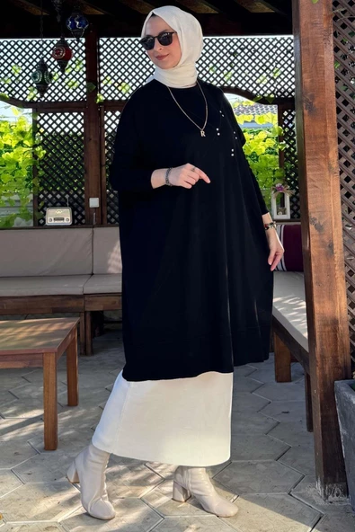 Melda Triko Tunik Siyah - Resim 4