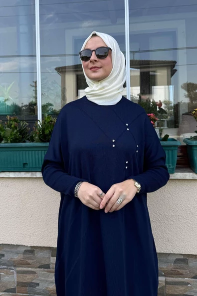 Melda Triko Tunik Lacivert - Resim 7