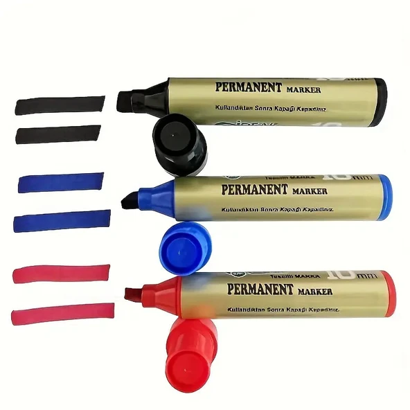 Permanent 10mm Marker Koli & Çuval (KIRMIZI 1 / MAVİ 1 / SİYAH 1) 3'lü SET ürün görseli 1