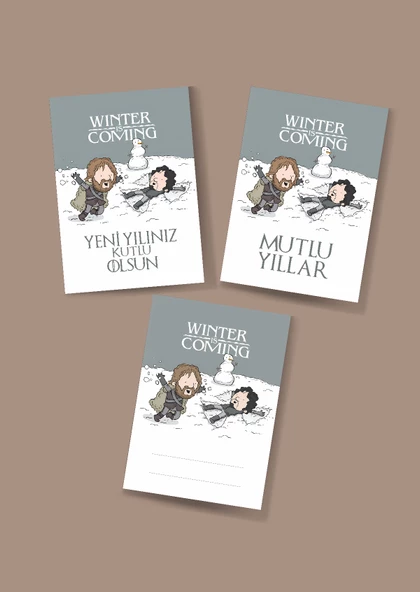 Game of Thrones 3 Lü Yeni yıl kartı yılbaşı kartı tabrik kartı karikatür kart ürün görseli 1
