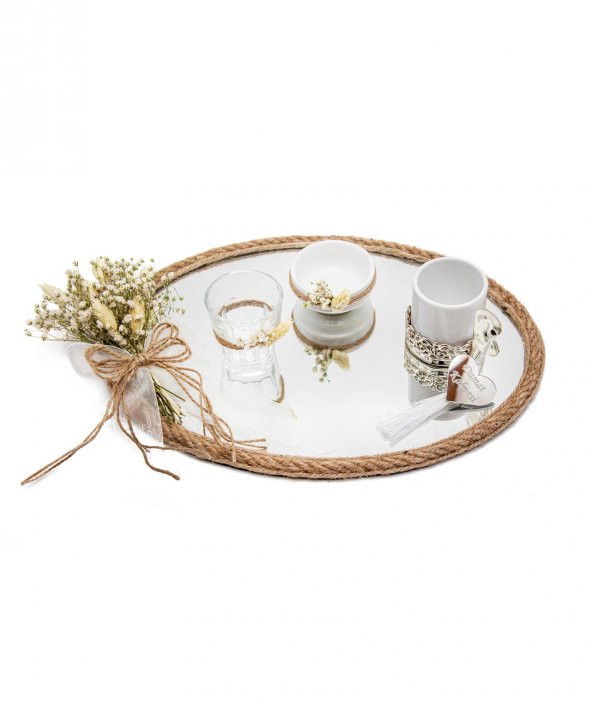 25x35cm Söz Nişan Damat Kahvesi Fincan Seti Doğal Süsleme ürün görseli 1