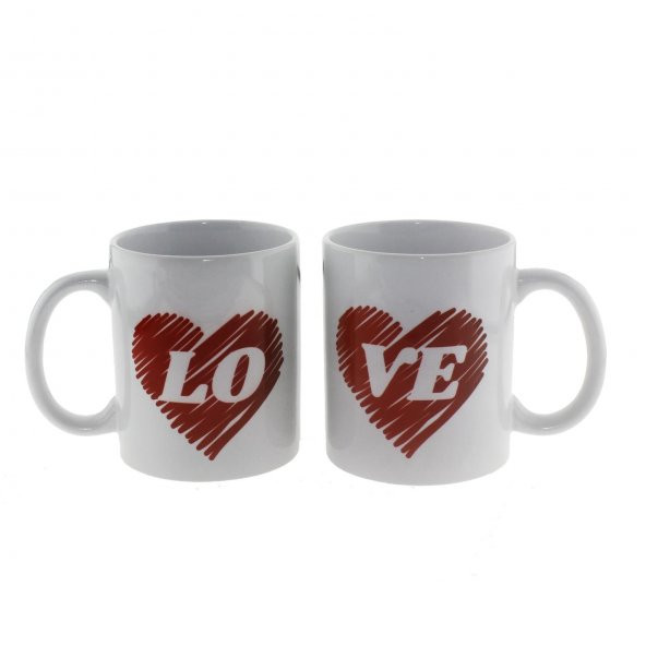 2 Adet Love Yazılı Bardak Kupa Çift ürün görseli 1