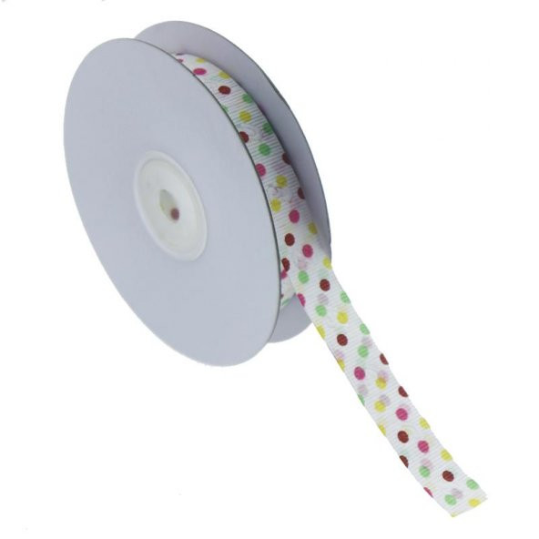 1,5cm x 18metre Renkli Puanlı Kumaş Kurdela Mod.1 ürün görseli 1