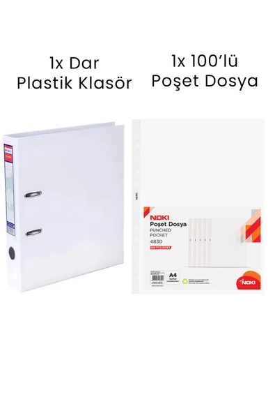 1 Adet Tigra Dar Klasör 1 Adet Noki 100'lü Poşet Dosya Ofis Seti ürün görseli 1