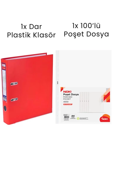 1 Adet Tigra Dar Klasör 1 Adet Noki 100'lü Poşet Dosya Ofis Seti ürün görseli 1