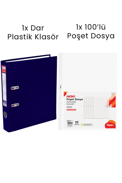 1 Adet Tigra Dar Klasör 1 Adet Noki 100'lü Poşet Dosya Ofis Seti ürün görseli 1