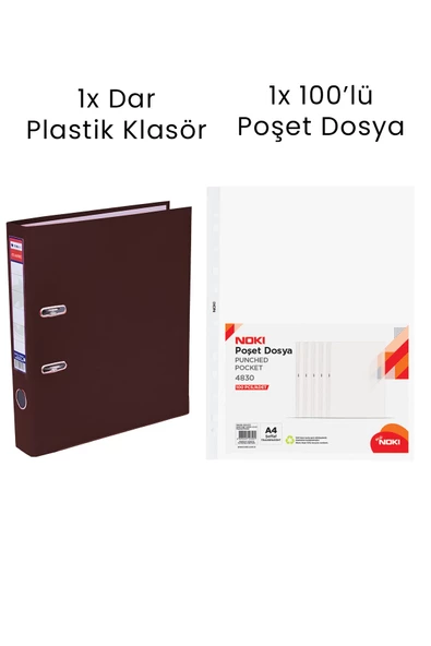 1 Adet Tigra Dar Klasör 1 Adet Noki 100'lü Poşet Dosya Ofis Seti ürün görseli 1