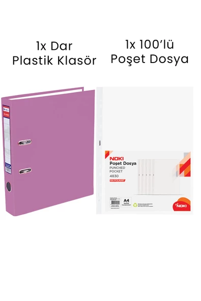 1 Adet Tigra Dar Klasör 1 Adet Noki 100'lü Poşet Dosya Ofis Seti ürün görseli 1
