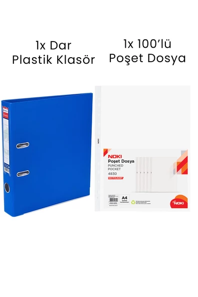 1 Adet Tigra Dar Klasör 1 Adet Noki 100'lü Poşet Dosya Ofis Seti ürün görseli 1