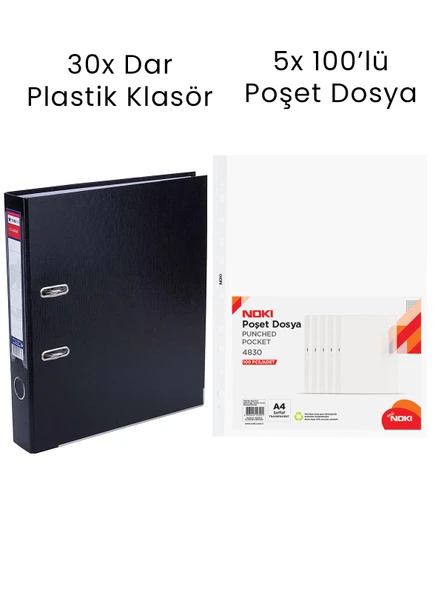 30 Adet Tigra Dar Klasör 5 Adet Noki 100'lü Poşet Dosya Ofis Seti ürün görseli 1