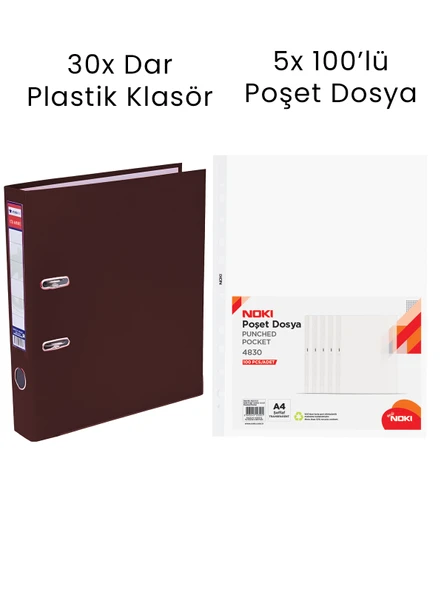 30 Adet Tigra Dar Klasör 5 Adet Noki 100'lü Poşet Dosya Ofis Seti ürün görseli 1