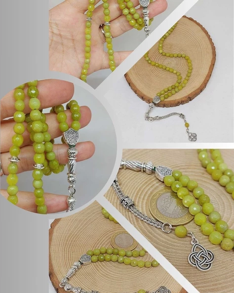 Peridot (Zebercet) Taşı Faset Kesim 99luk Tesbih 6mm (5650) ürün görseli 1