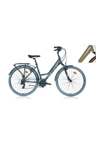 Carraro Elite 705 V Fren 21 Vites 28 Jant Şehir Bisikleti Metalik Açık Yeşil Kahve Bakır 43 Kadro ürün görseli 1