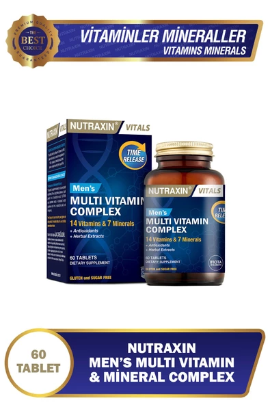 Nutraxin Men's Multi Vitamin Ve Mineraller Içeren Complex Takviye Gıda 60 Tablet ürün görseli 1