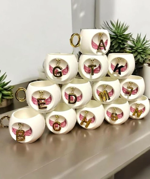 Royking Letter Porselen A Harf Kupa 300 ml CMT 011 ürün görseli 1