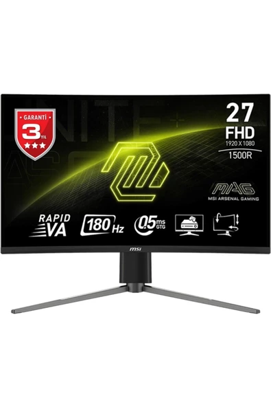 MSI 27" MAG 27C6PF 1920x1080 (FHD) 16:9 CURVE 1500R RAPID VA 180HZ 0.5MS (GTG) ADAPTIVE-SYNC GAMING MONITOR ürün görseli 1