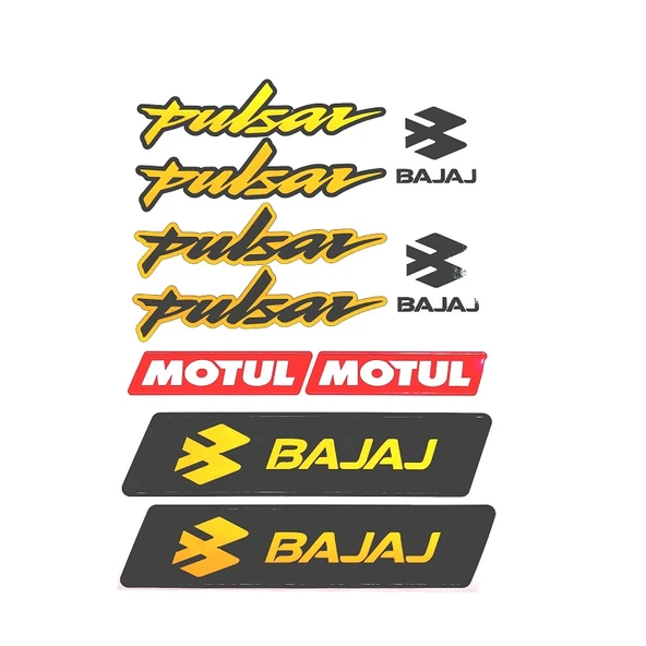 Bajaj Pulsar Sticker (Etiket) Seti Sarı A4 Boyut ürün görseli 1