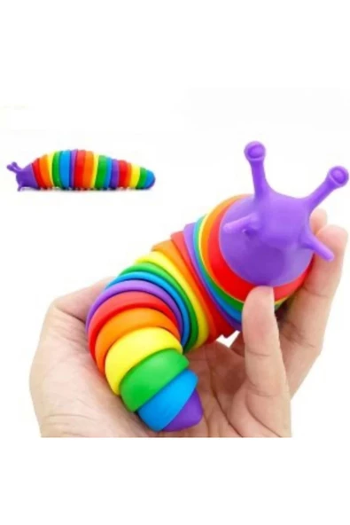Yenigeldi Renkli 10 Cm Tırtıl Oyuncak, Fidget Sticky Stretch Duyusal Oyuncak ürün görseli 1
