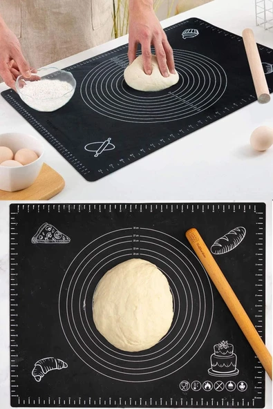 SEF AVM Silikon Hamur Açma Matı, Ölçekli Hamur Açma Altlığı 50x40cm ürün görseli 1