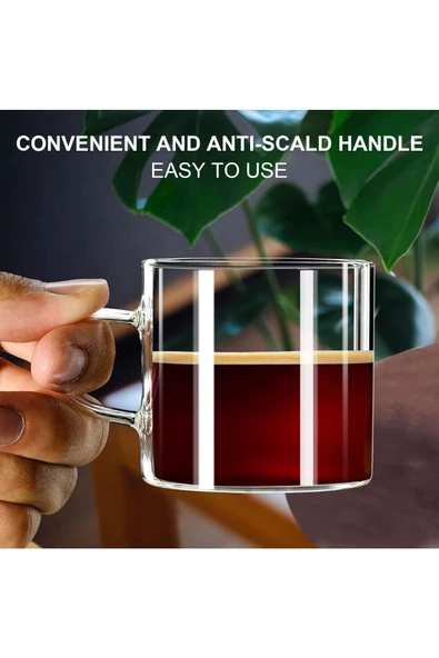 Yenigeldi 2 Adet Renkli Saplı Espresso Fincan  Isıya Dayanıklı Borosilikat Bardak  Kahve Çay   Kupa (130ml) ürün görseli 1