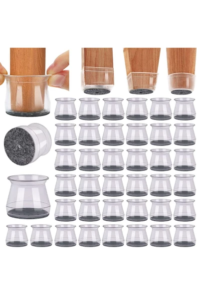 Yenigeldi 8 Adet Keçeli Orta Büyük (35MM*28MM) Silikon Masa Sandalye Pabuç Kaydırmaz Zemin Koruyucu ürün görseli 1