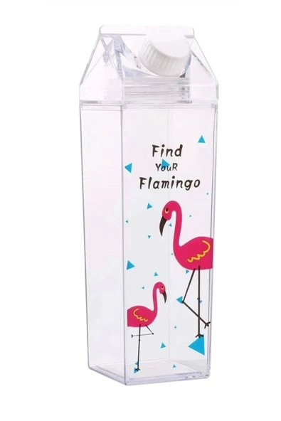 Yenigeldi 1 Adet 500ml Flamingo Süt Kutu Tasarımlı Su Kahve Içecek Şişesi Cam Değildir Kahve Ve Sunum Bardağı ürün görseli 1