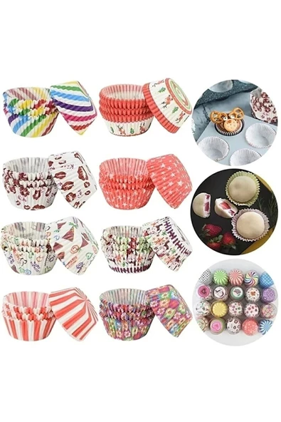 Yenigeldi 200 Adet Renkli Muffin Cupcake Kalıpları Kek Kapsülü Cupcake Muffin Kağıdı ürün görseli 1