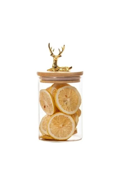 Yenigeldi 1 Adet Cam Bambu Kapaklı Dekoratif Hava Geçirmez Kapaklı Kavanoz Küçük Boy (11.5 CM X 9 CM) ürün görseli 1