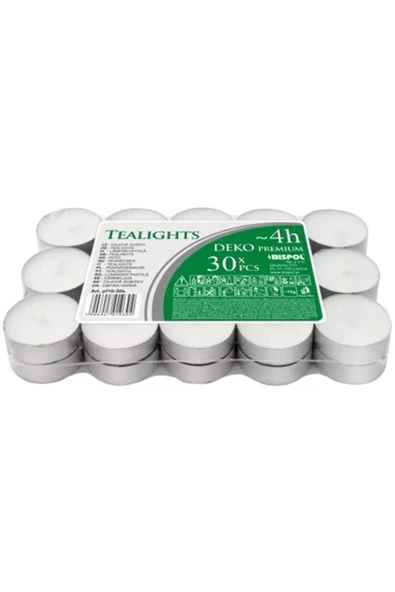 BISPOL 30 Lu Buhurdanlık Tea Light , 4saat Yanan Mum , Difizör Mumu , Kokusuz Mum , Isıtıcı Mum, Tealight ürün görseli 1