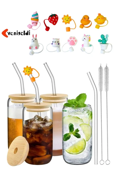Yenigeldi 4 Adet Isıya Dayanıklı Ve Ahşap Kapaklı Bardak (4 PİPET KAPAĞI, 4 CAM PİPET VE 2 TEMİZLEME FIRÇASI) ürün görseli 1