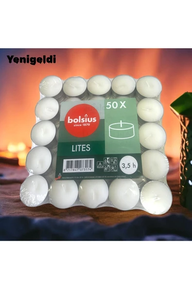 Yenigeldi 50 Adet Avrupa Üretimi (SAĞLIK VE GÜVENLİK SERTİFİKALI) 3.5 Saat Yanan Tealight Bolsius Tea Light ürün görseli 1