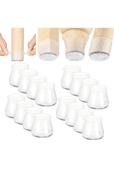 Yenigeldi 8 Adet ( 15mm - 17mm ) Keçeli Silikon Masa Sandalye Koruyucu, Masa Sandalye Kaydırmaz ürün görseli 1