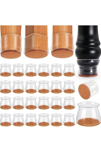Yenigeldi 24 Adet (2CM VE 2,8 CM) Keçeli Sandalye Susturucu Sandalye Pabucu Keçe Zemin Koruyucu Kaydırmaz ürün görseli 1