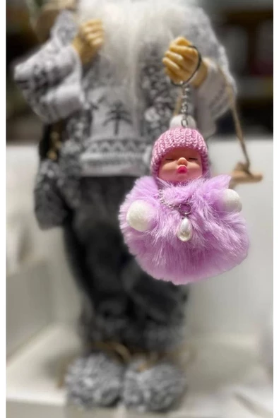 Yenigeldi Bebek Anahtarlık, Peluş Anahtarlık, Sevimli Anahtarlık Bebek Peluş Anahtarlık mor peluş hediyelik ürün görseli 1