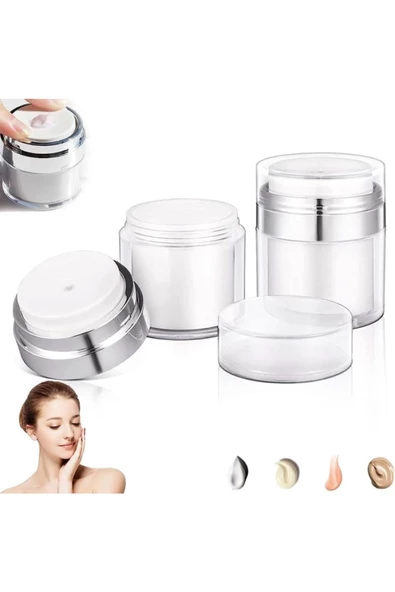 Yenigeldi 50 ml (BÜYÜK BOY) Havasız Pompa Vakumlu Şişe Kapaklı Yeniden Doldurulabilir Krem Kavanozu ürün görseli 1