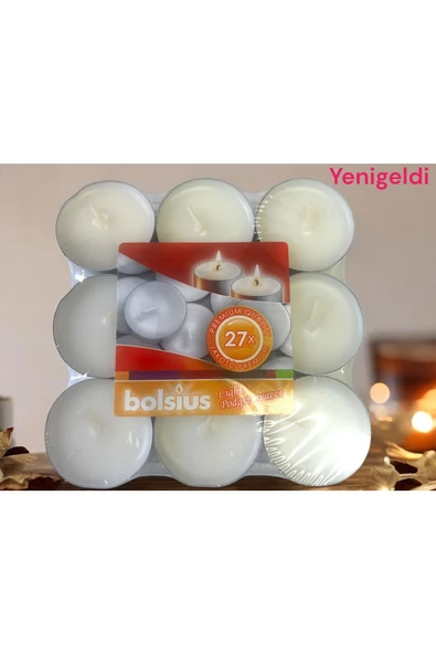 Yenigeldi 27 Adet 3,5 saat Yanan Avrupa Üretimi (Sağlık Ve Güvenlik Sertifikalı) Tealight Bolsius Tea Light ürün görseli 1
