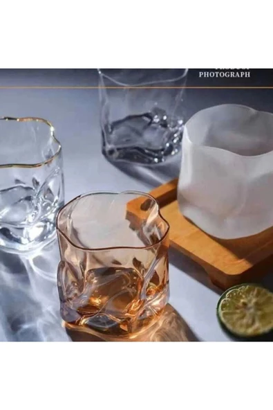 Yenigeldi 2 Adet Bükülme Kehribar Iskandinav Tarzı Viski Burbon Kokteyl Kola Kahve Sunum Bardak ürün görseli 1